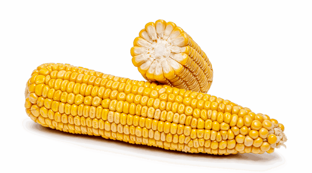 Ganzer Maiskolben und Maiskolben im Querschnitt der Sorte FARMIRELLA.